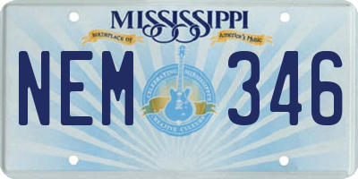 MS license plate NEM346