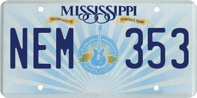 MS license plate NEM353