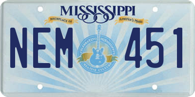 MS license plate NEM451