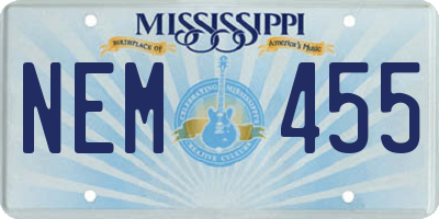 MS license plate NEM455