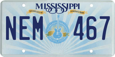 MS license plate NEM467