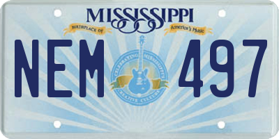MS license plate NEM497