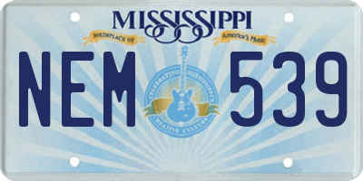 MS license plate NEM539