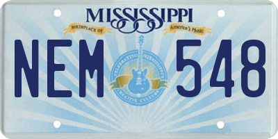 MS license plate NEM548
