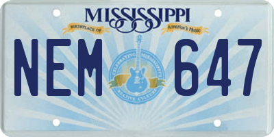 MS license plate NEM647