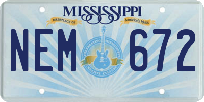 MS license plate NEM672