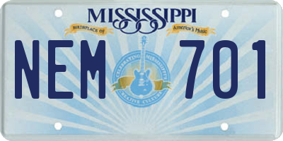 MS license plate NEM701