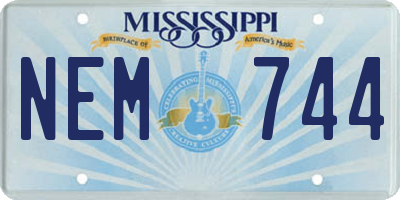 MS license plate NEM744