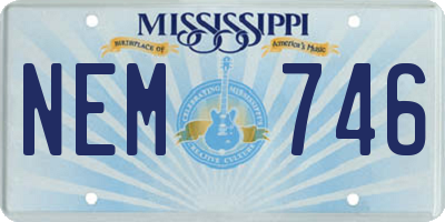 MS license plate NEM746