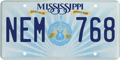 MS license plate NEM768