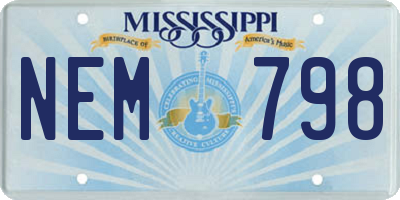 MS license plate NEM798