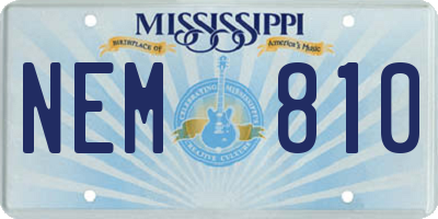 MS license plate NEM810