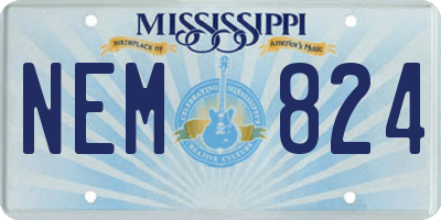 MS license plate NEM824