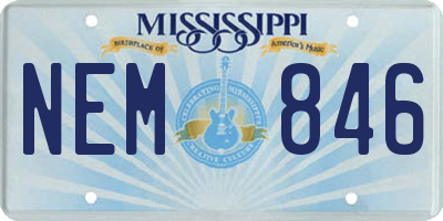 MS license plate NEM846