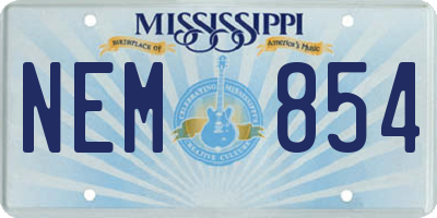 MS license plate NEM854