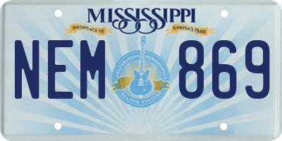 MS license plate NEM869