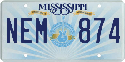 MS license plate NEM874