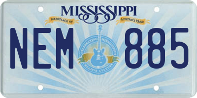 MS license plate NEM885