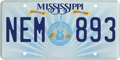 MS license plate NEM893