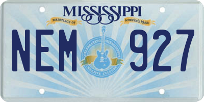 MS license plate NEM927
