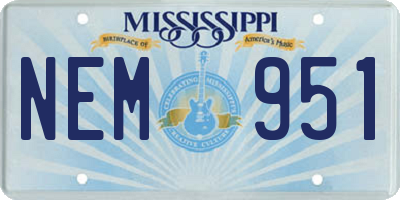 MS license plate NEM951