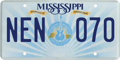 MS license plate NEN070