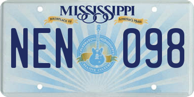 MS license plate NEN098