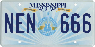 MS license plate NEN666