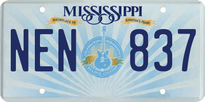 MS license plate NEN837