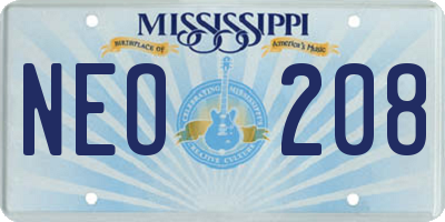 MS license plate NEO208