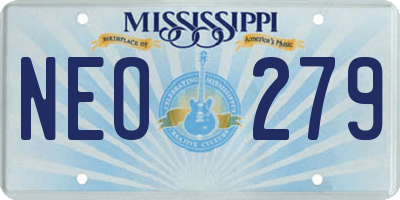 MS license plate NEO279