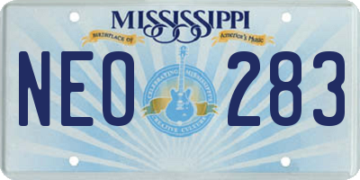 MS license plate NEO283