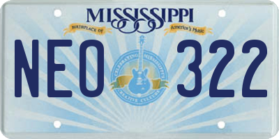 MS license plate NEO322
