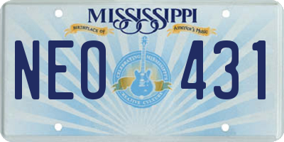 MS license plate NEO431