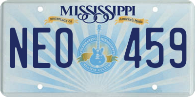 MS license plate NEO459