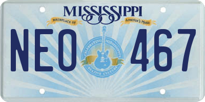 MS license plate NEO467