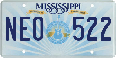 MS license plate NEO522