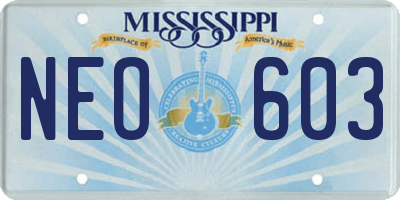 MS license plate NEO603