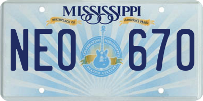 MS license plate NEO670