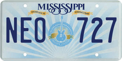 MS license plate NEO727