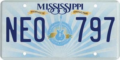 MS license plate NEO797