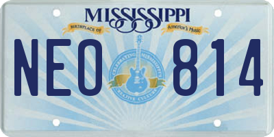 MS license plate NEO814