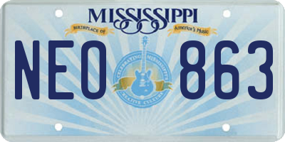 MS license plate NEO863
