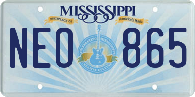 MS license plate NEO865