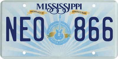 MS license plate NEO866