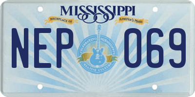 MS license plate NEP069