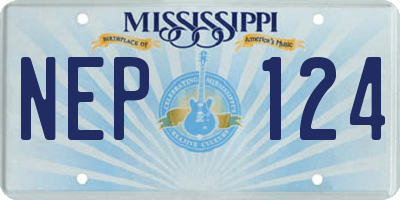 MS license plate NEP124