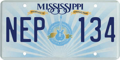 MS license plate NEP134