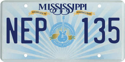 MS license plate NEP135