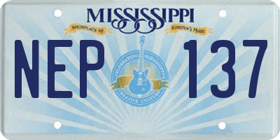 MS license plate NEP137